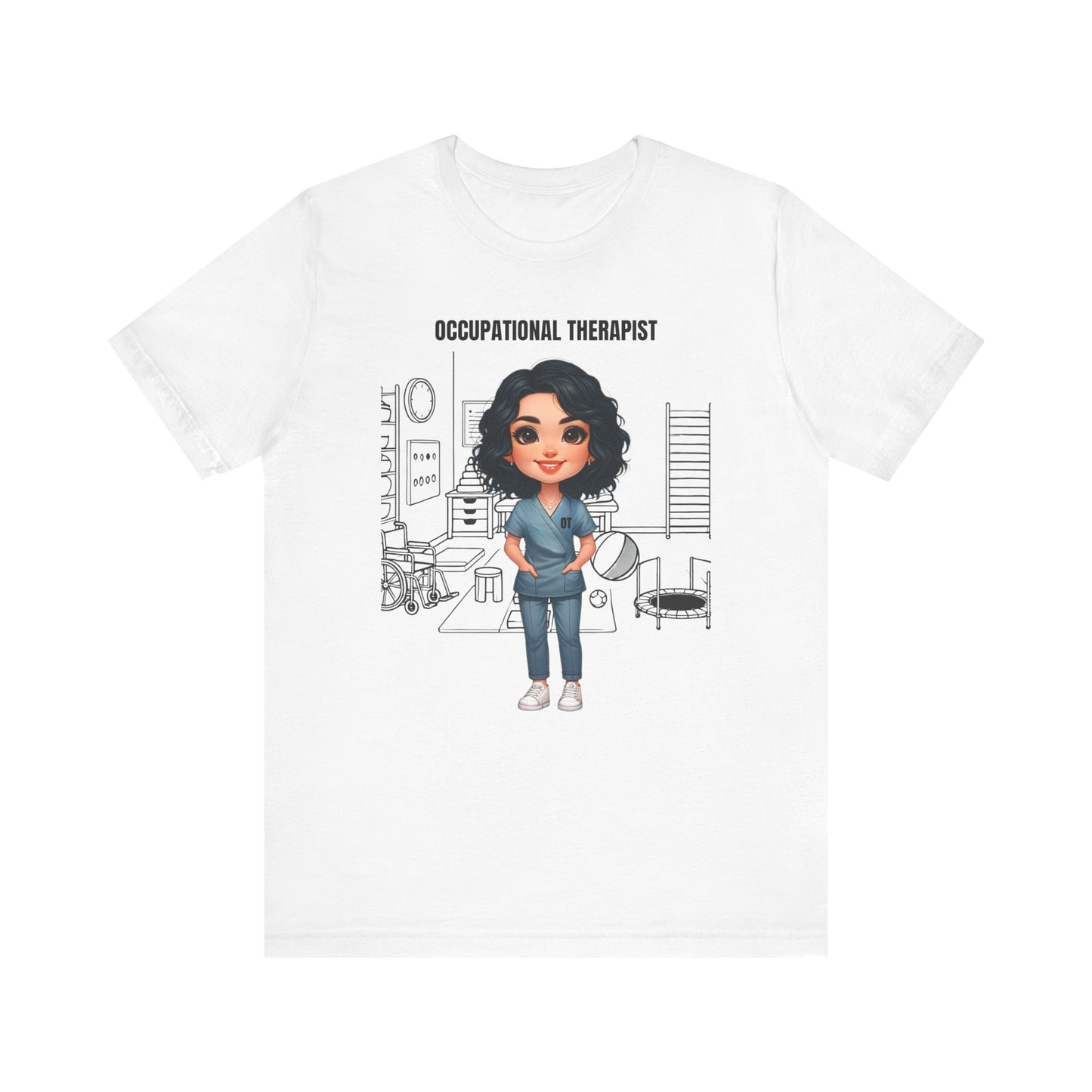 OT clinic, rehab ctr., (black hair) Jersey Short Sleeve Tee
