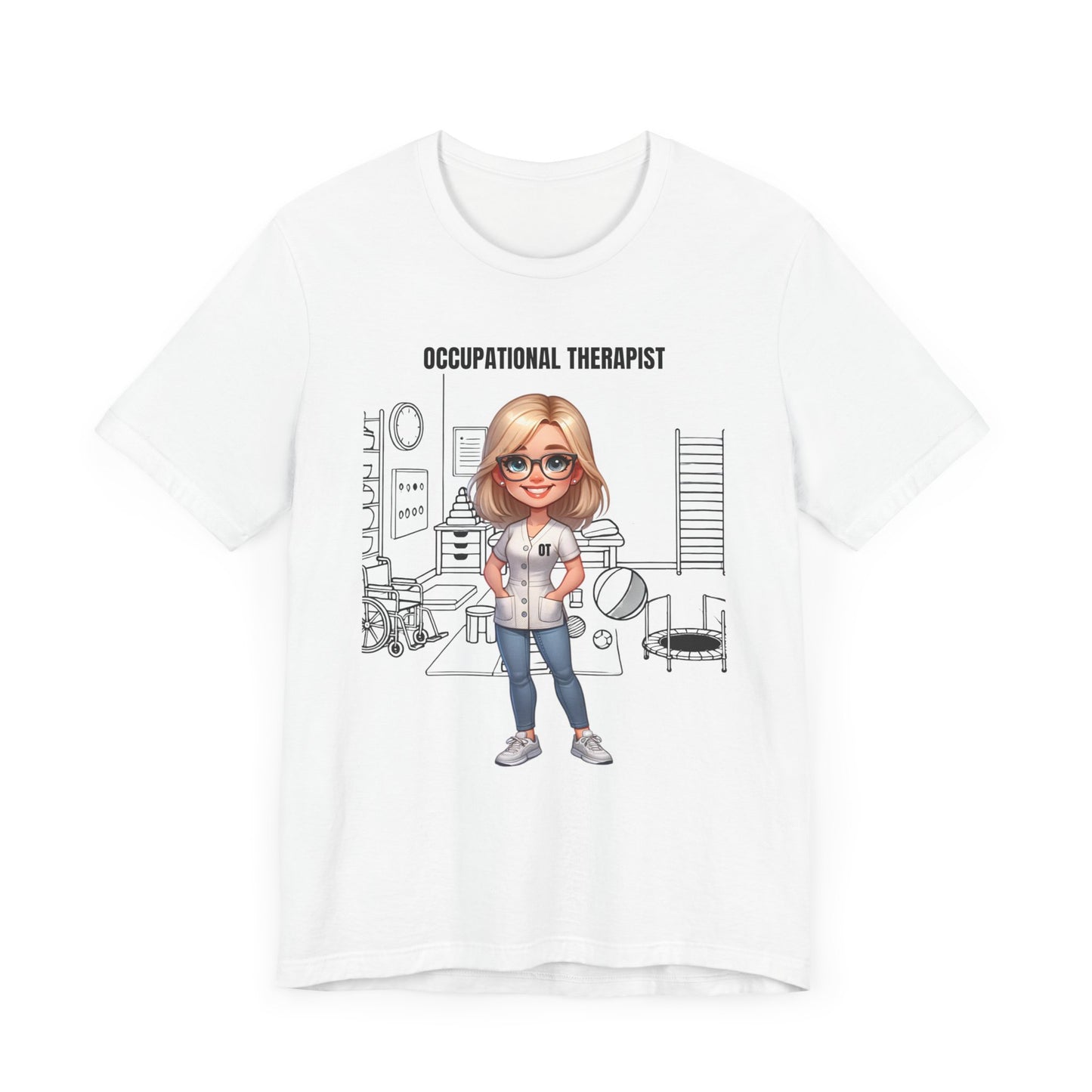 OT clinic, rehab ctr., etc. (blonde hair) Jersey Short Sleeve Tee