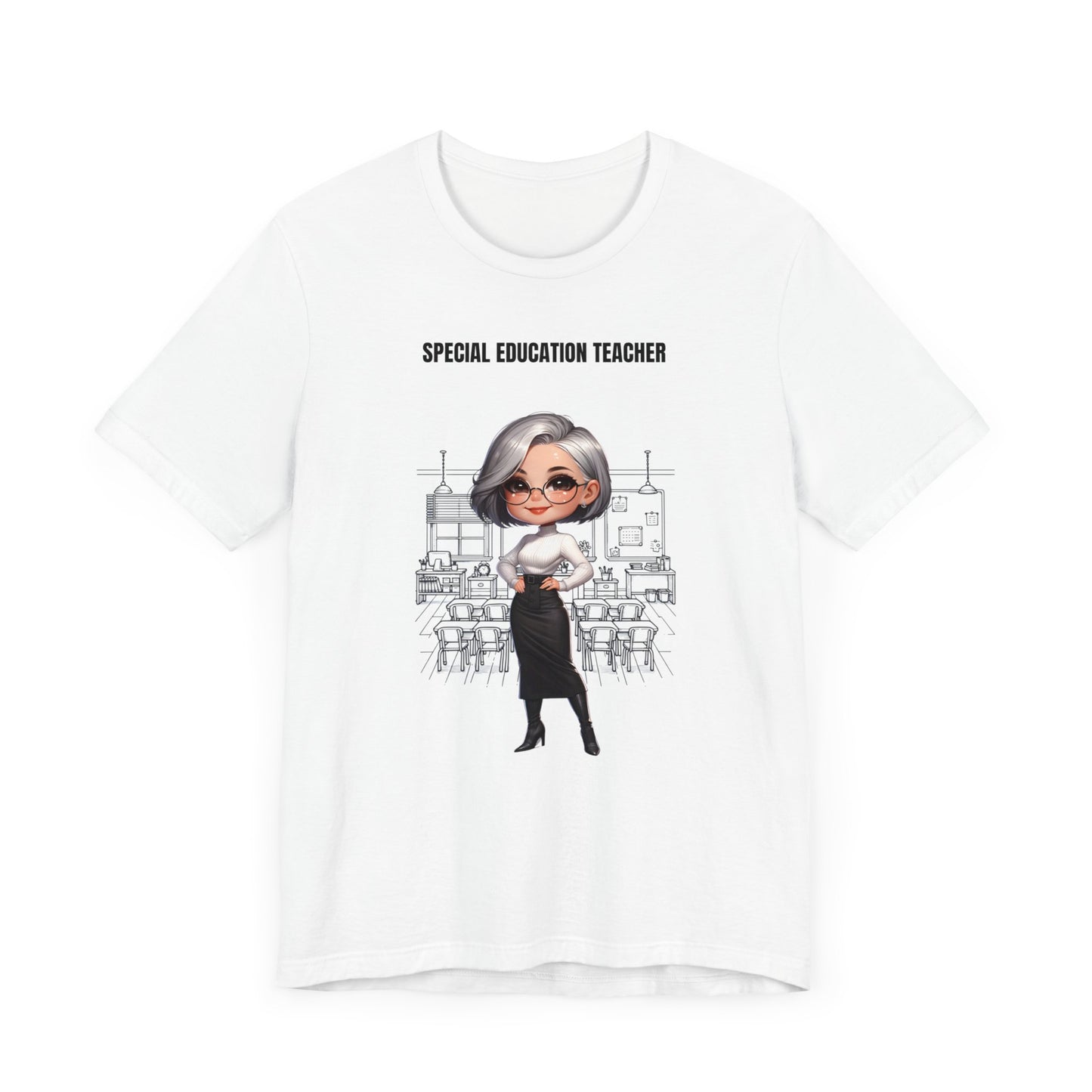 SPED (Special Education Teacher), gray hair, glasses Jersey Short Sleeve Tee