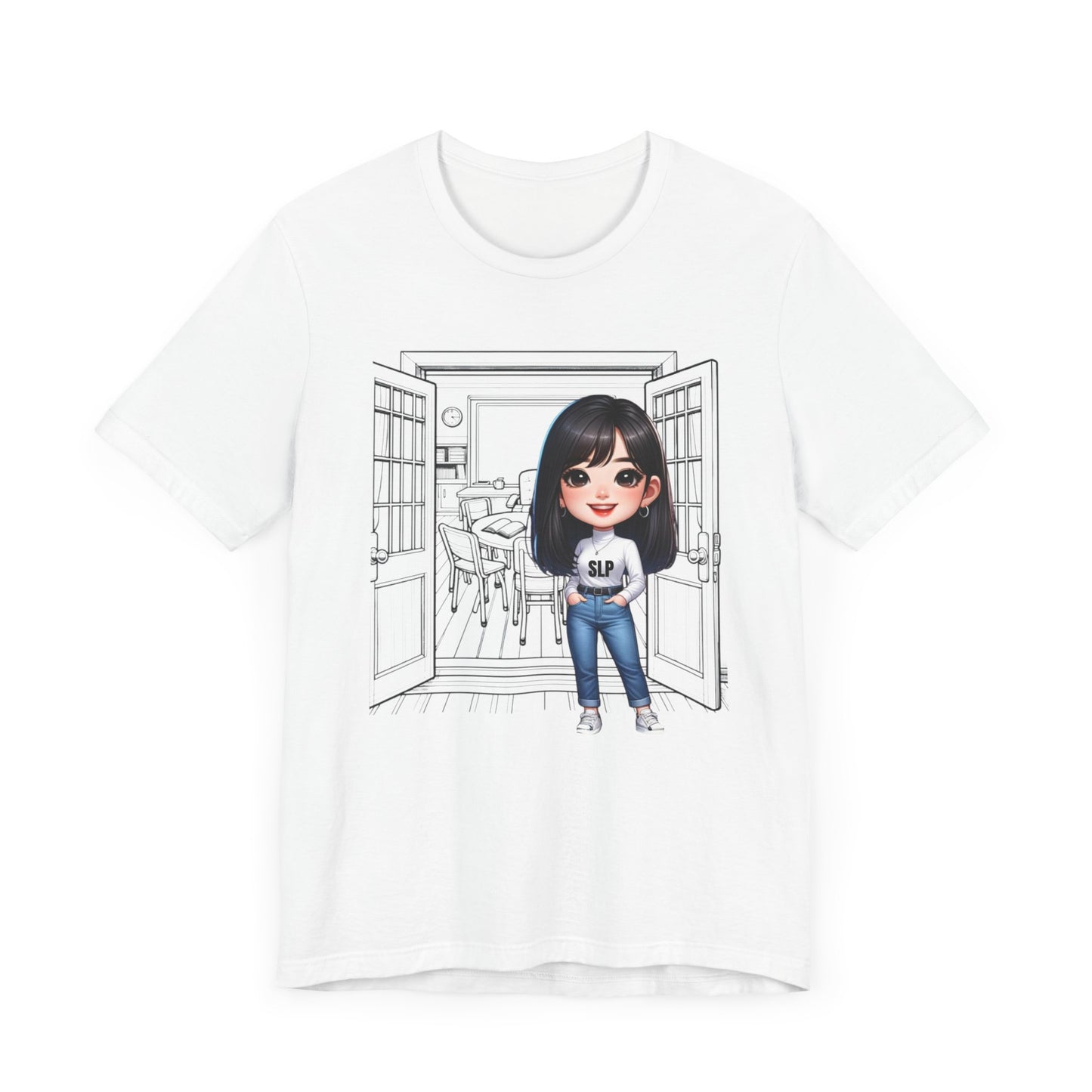 SLP Caricature (long black hair) Jersey Short Sleeve Tee