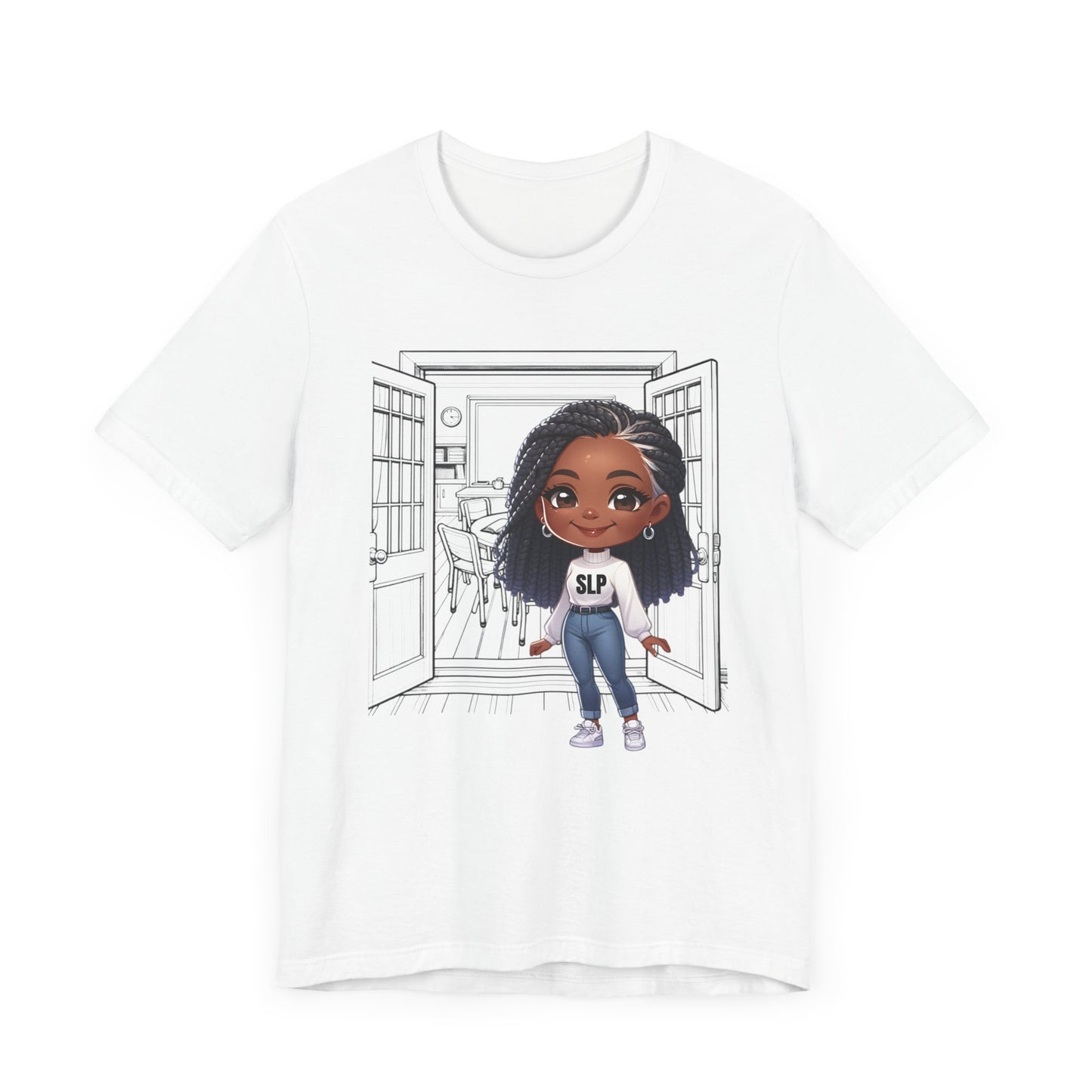 SLP Caricature (BL/gray and black braids) Jersey Short Sleeve Tee