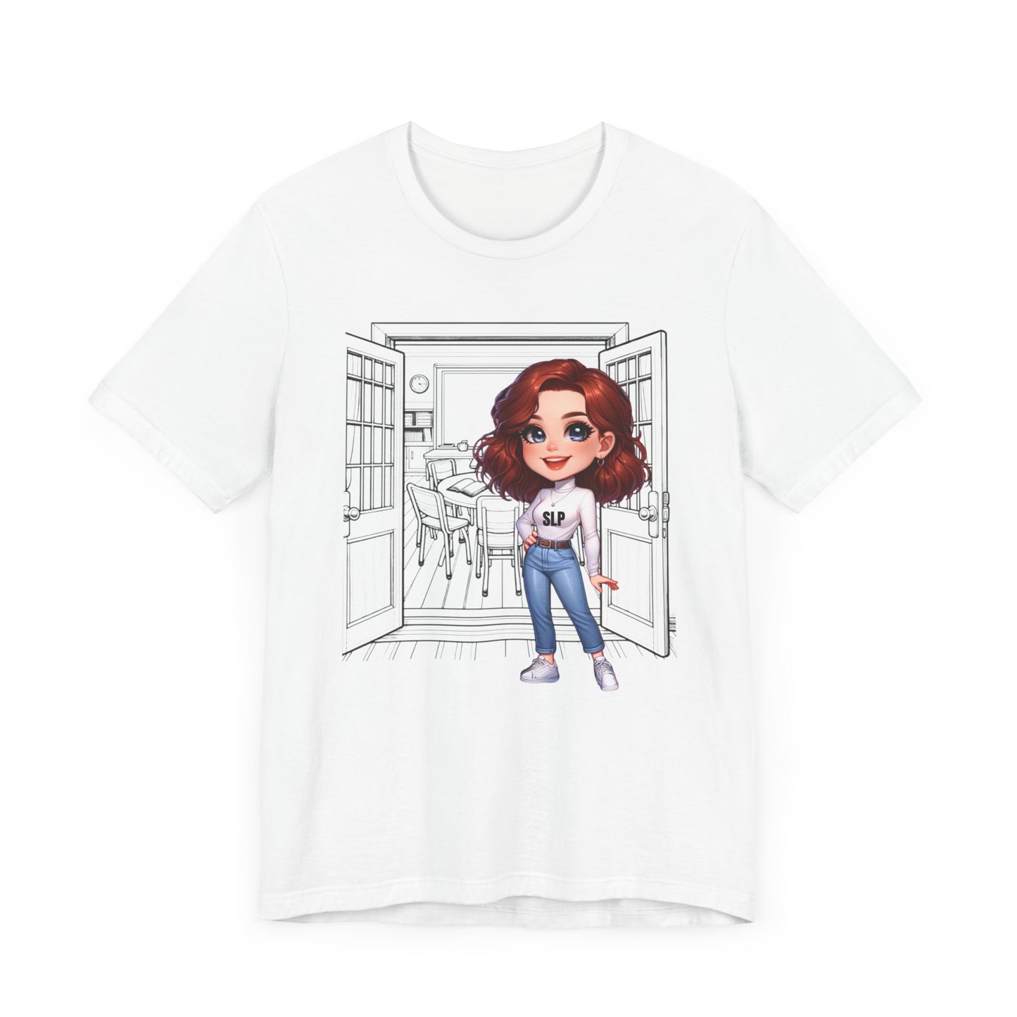 SLP Caricature (auburn hair) Jersey Short Sleeve Tee