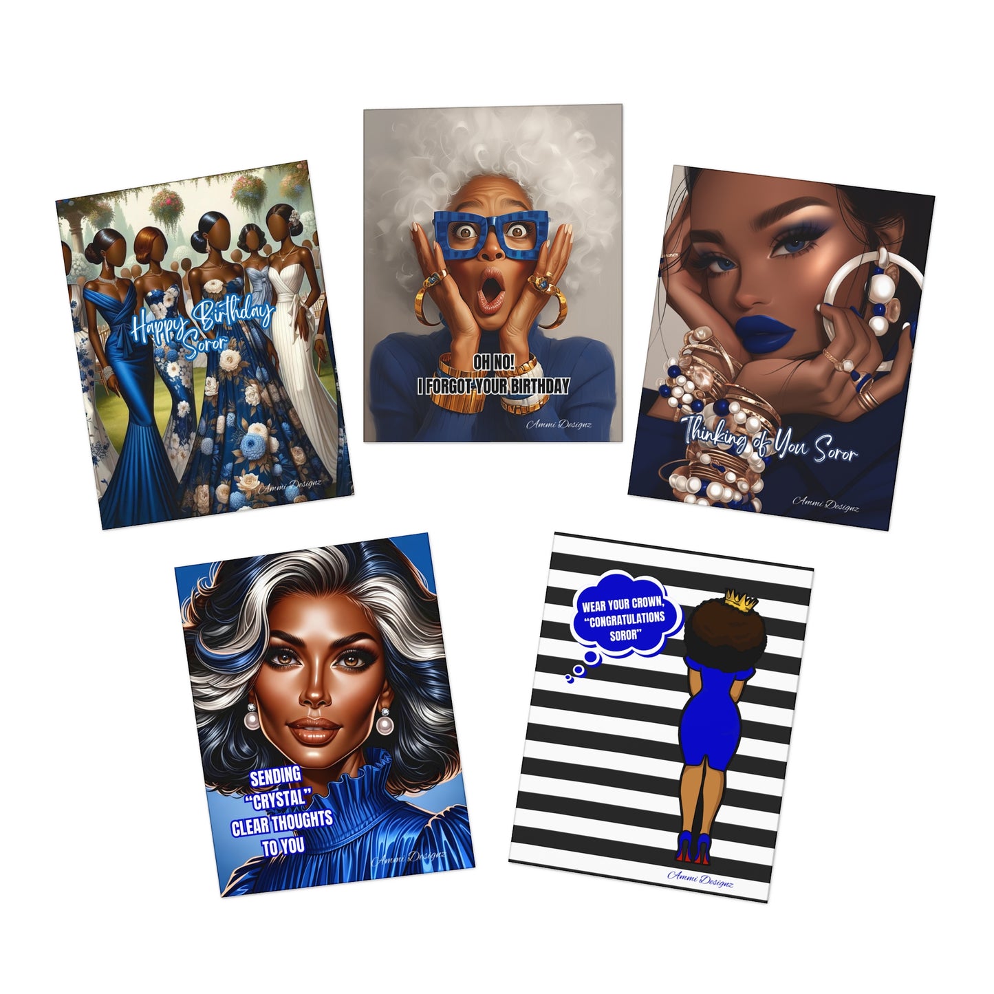 Multi-Design Greek-Inspired Greeting Cards (5-Pack) b/w