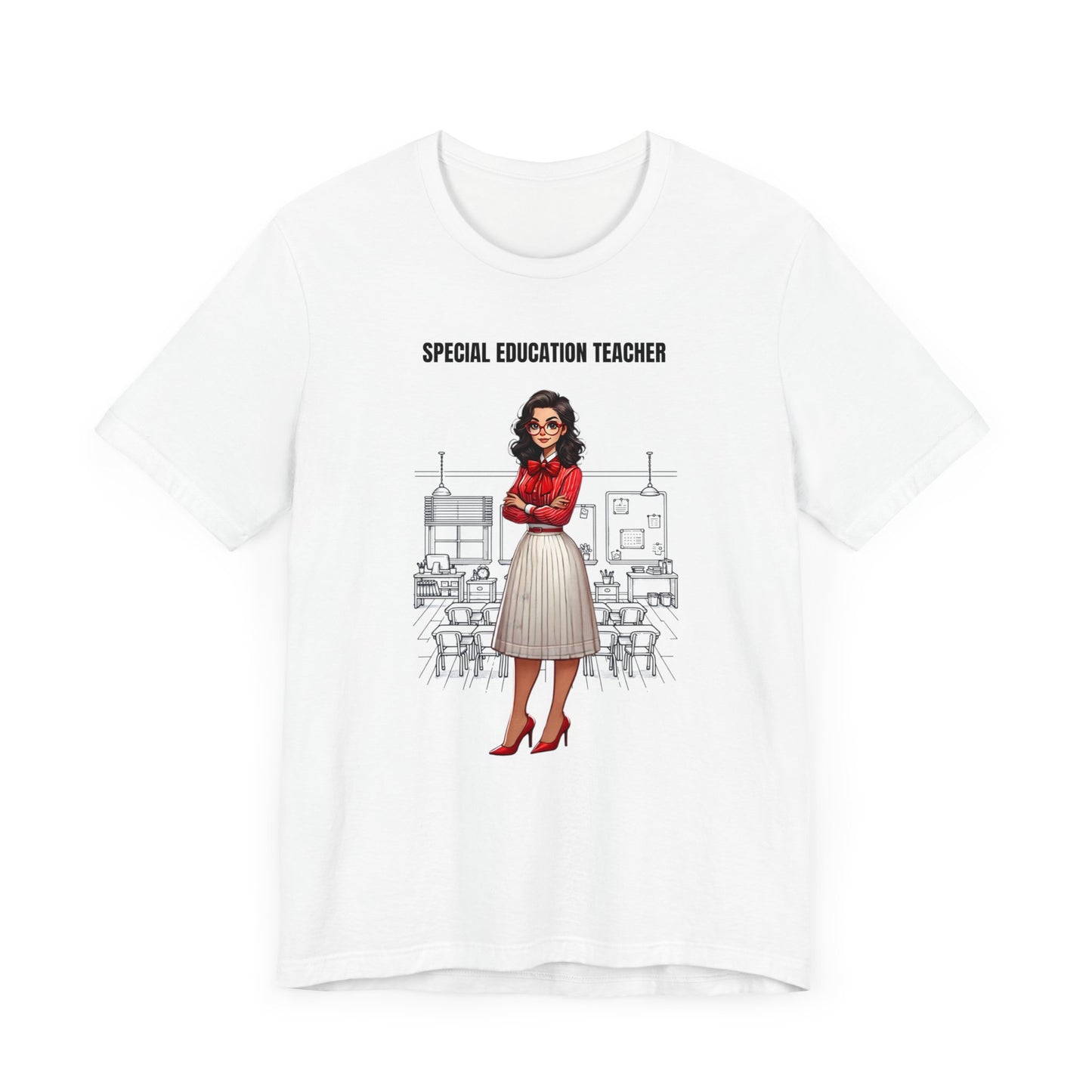 SPED (Special Education Teacher), black hair, glasses, Jersey Short Sleeve Tee