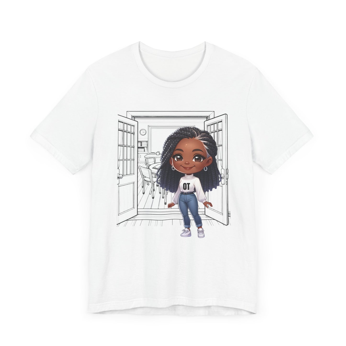 OT school, (BL, gray & black braids) Jersey Short Sleeve Tee