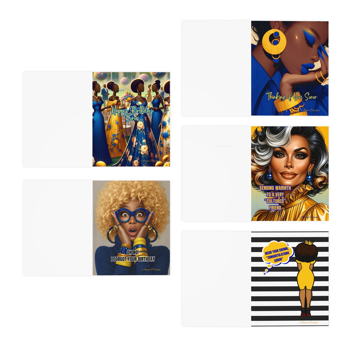 Multi-Design Greek-Inspired Greeting Cards (5-Pack) b/g