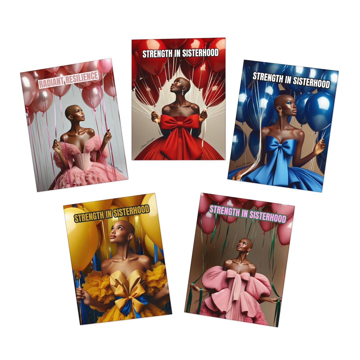 Vibrant Victory- Sorority-Inspired Cancer Survivor Greeting Card Asst. (5-Pack)