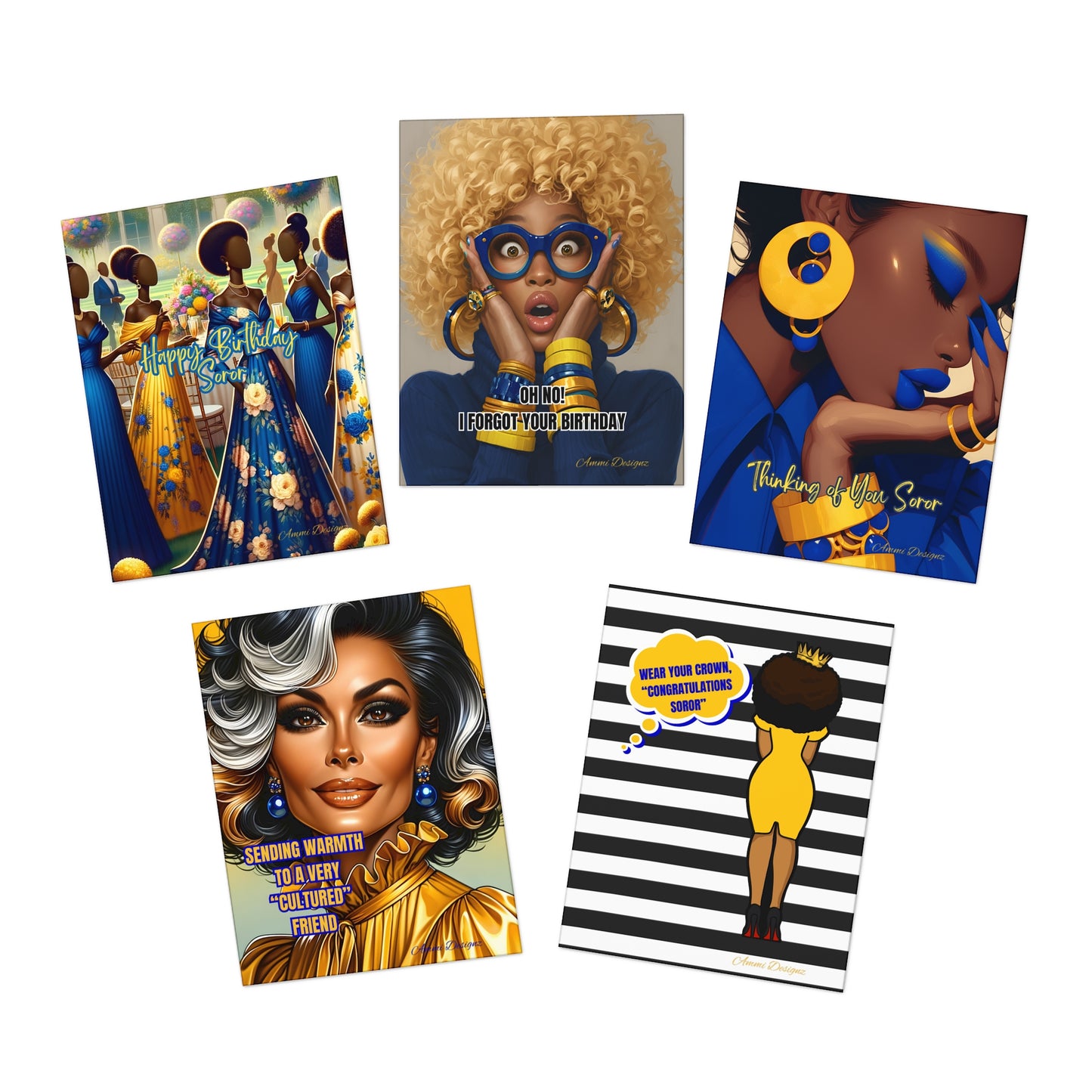 Multi-Design Greek-Inspired Greeting Cards (5-Pack) b/g