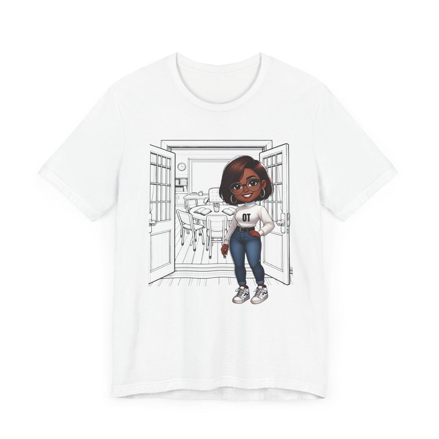 OT school, (BL, brown hair, glasses) Jersey Short Sleeve Tee