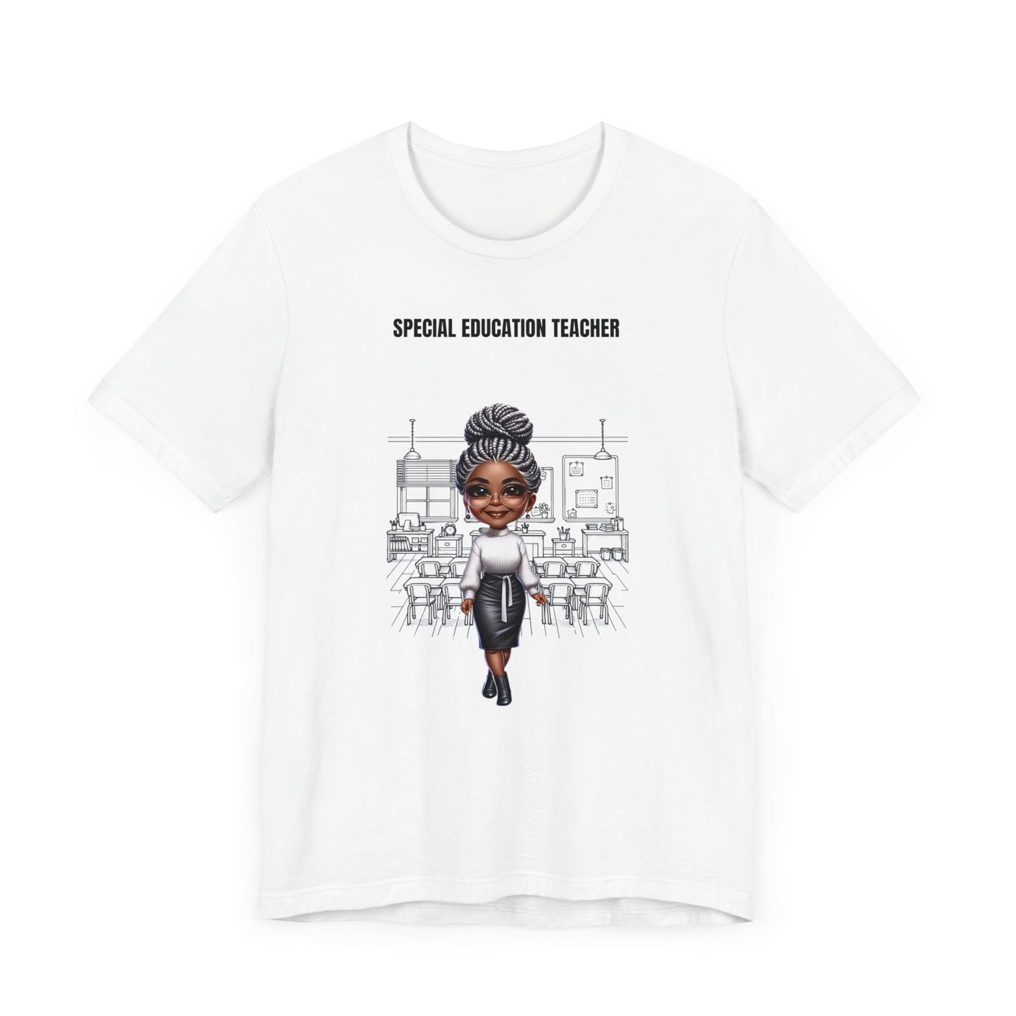 SPED (Special Education Teacher), BL, gray hair, braids, Jersey Short Sleeve Tee