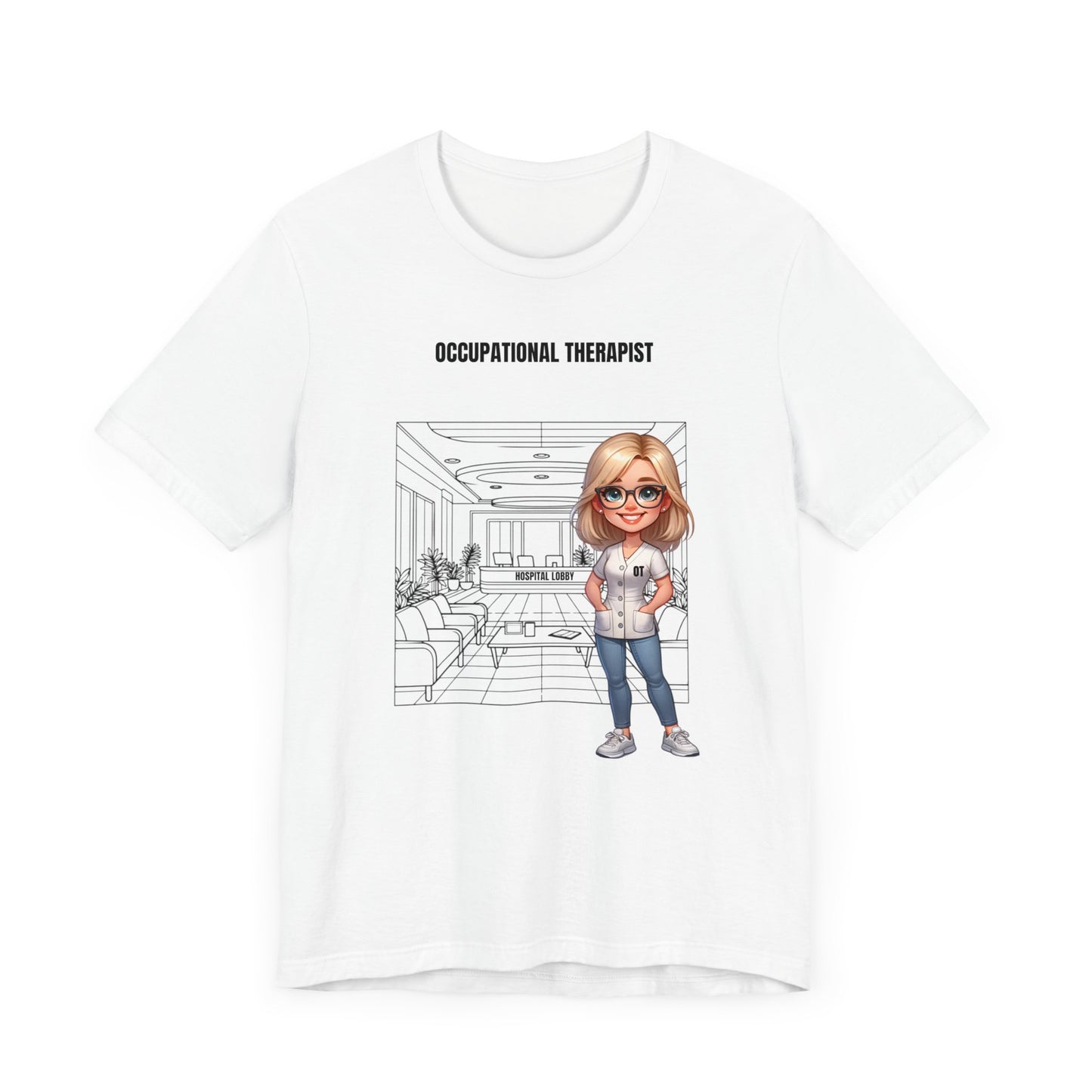 OT hospital, (blonde hair, glasses) Jersey Short Sleeve Tee