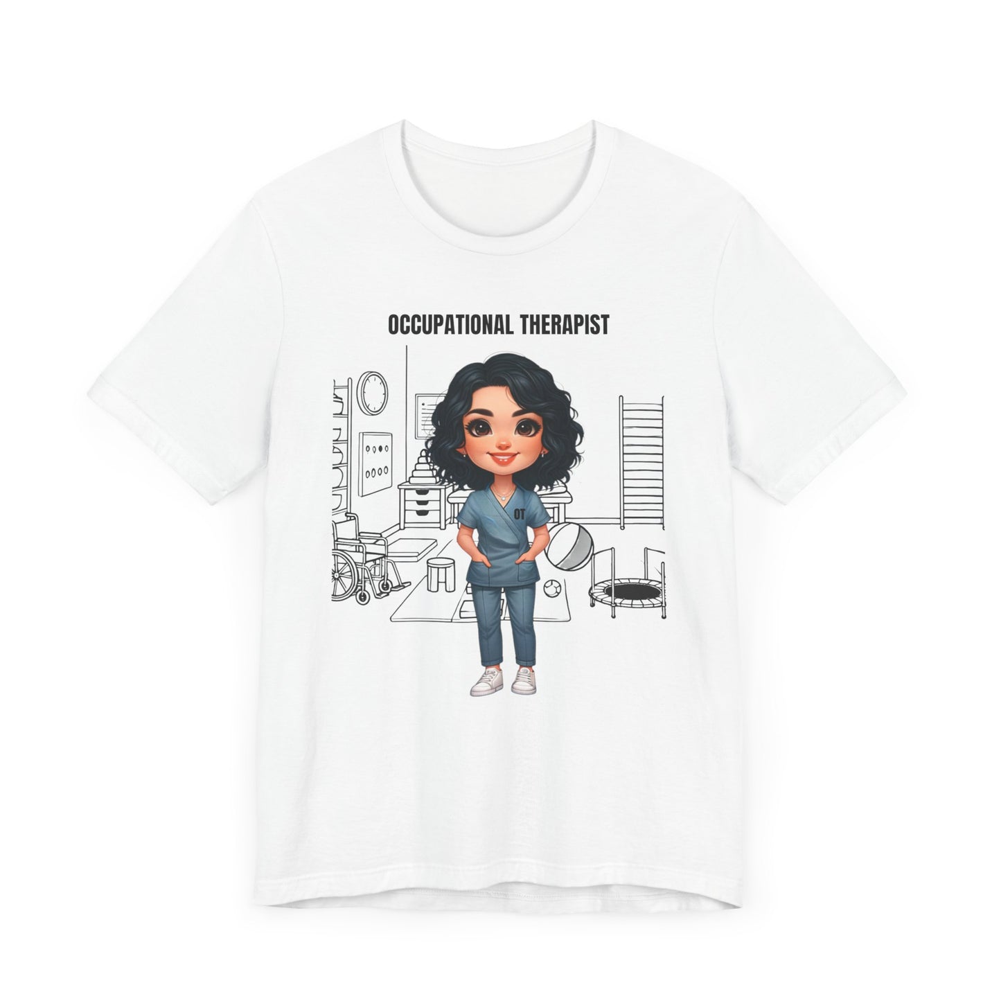 OT clinic, rehab ctr., (black hair) Jersey Short Sleeve Tee
