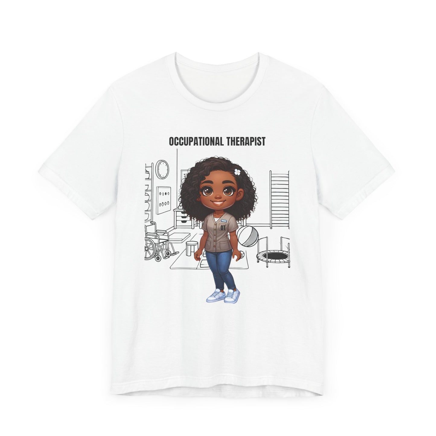 OT clinic, rehab ctr., etc. (BL. black hair) Jersey Short Sleeve Tee