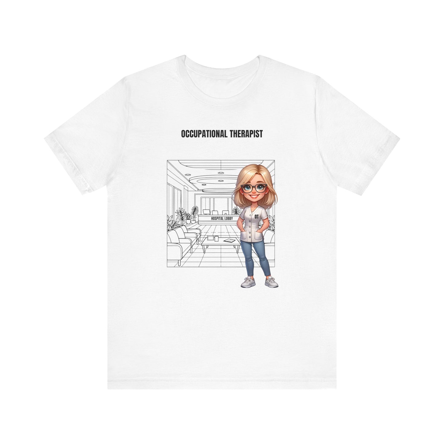 OT hospital, (blonde hair, glasses) Jersey Short Sleeve Tee