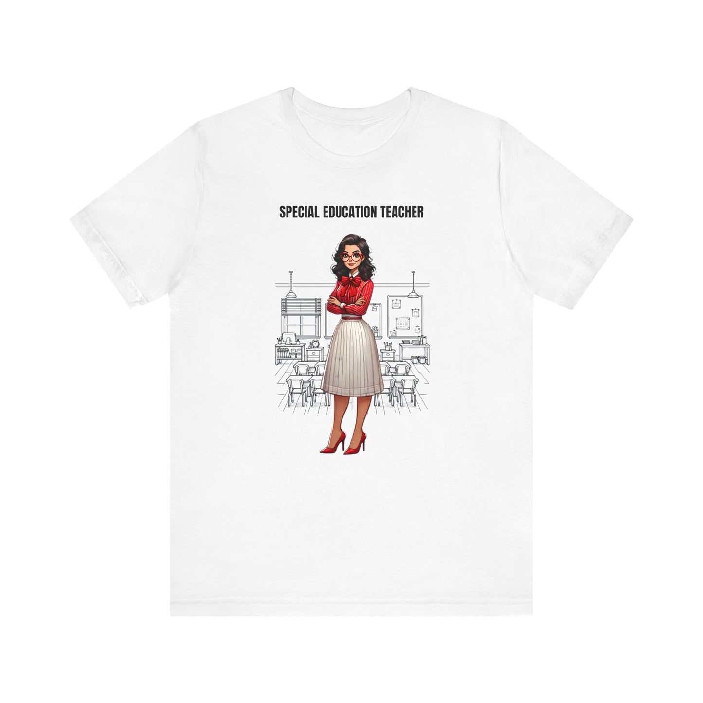 SPED (Special Education Teacher), black hair, glasses, Jersey Short Sleeve Tee