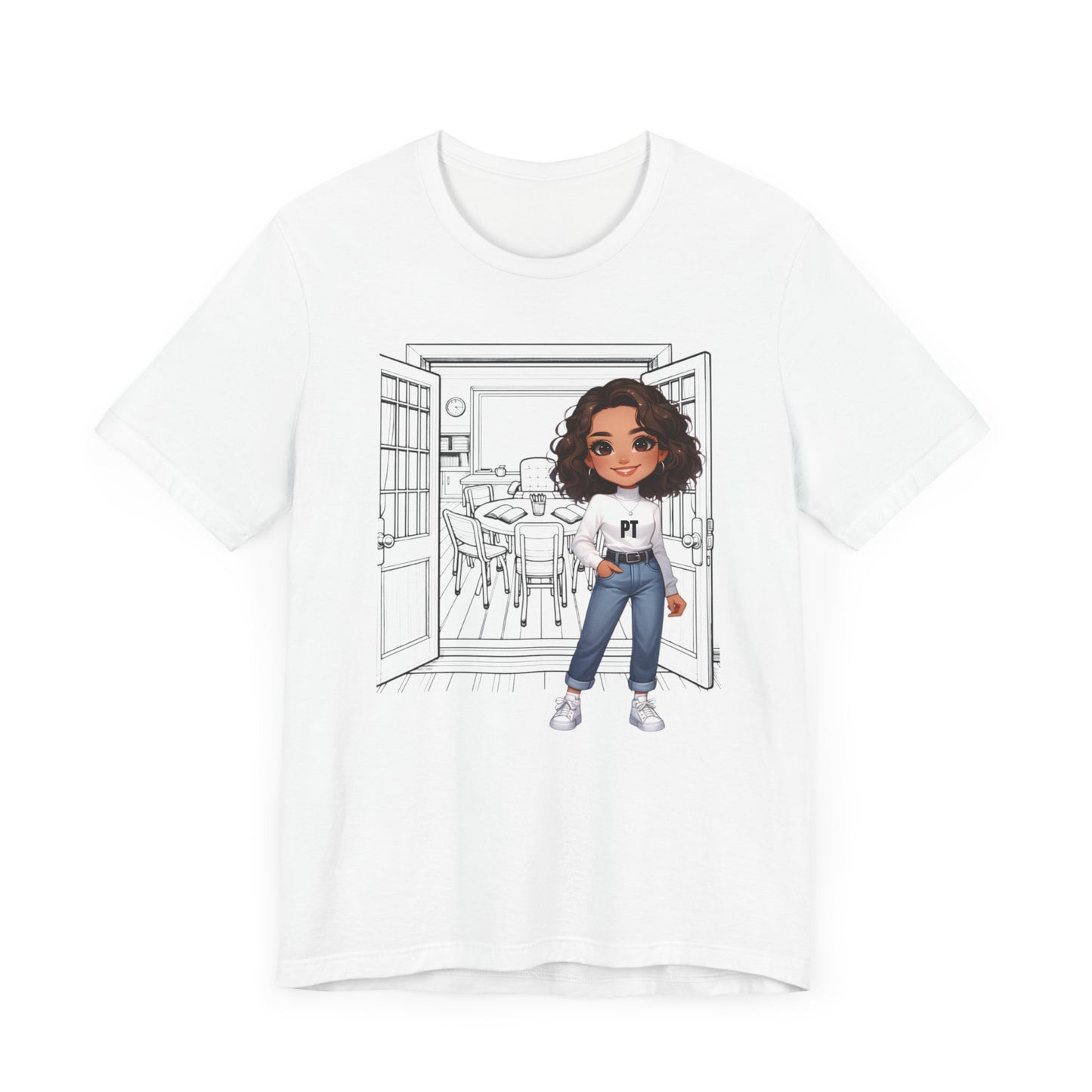 PT Caricature-school, (brown hair) Jersey Short Sleeve Tee