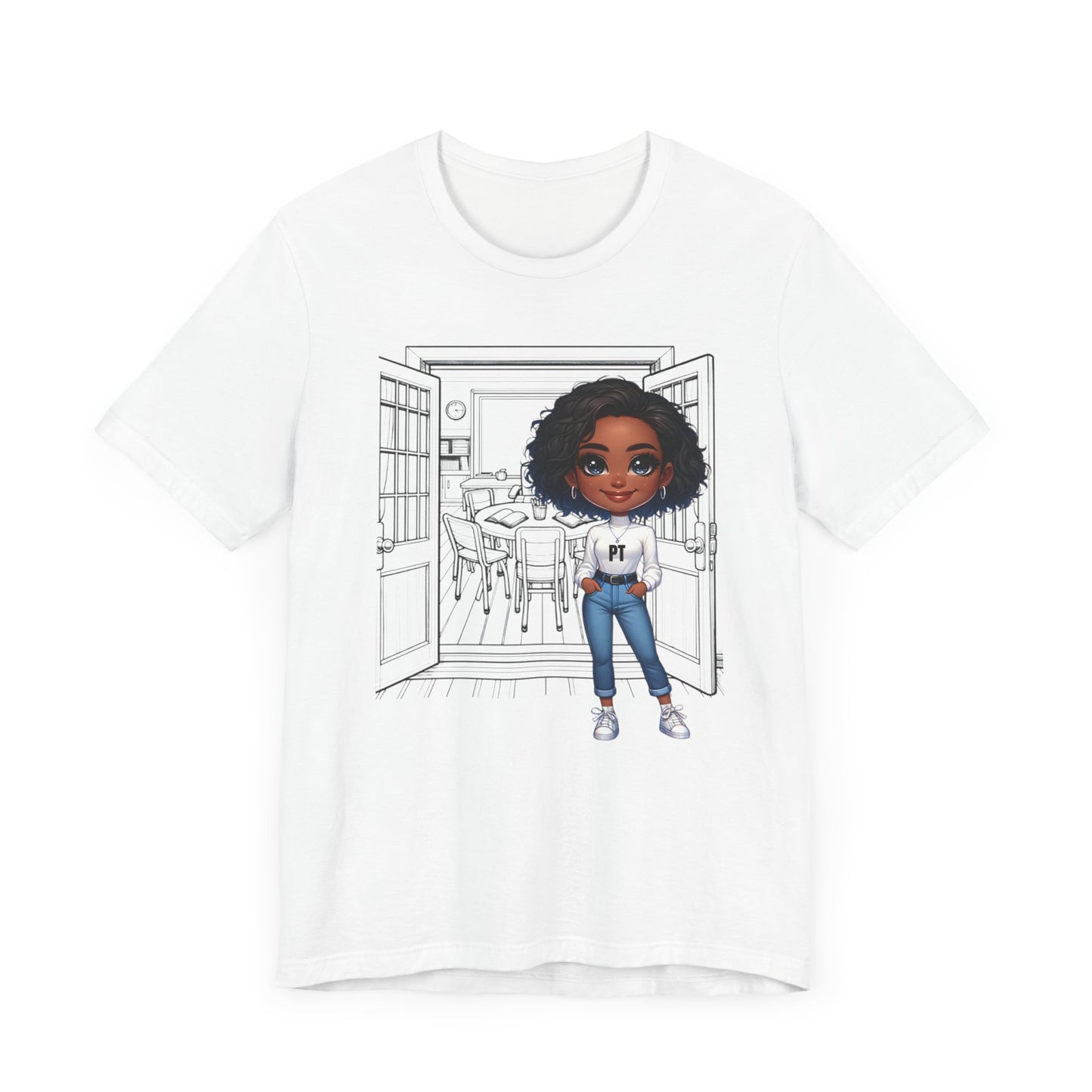 PT Caricature-school, (BL, black hair) Jersey Short Sleeve Tee