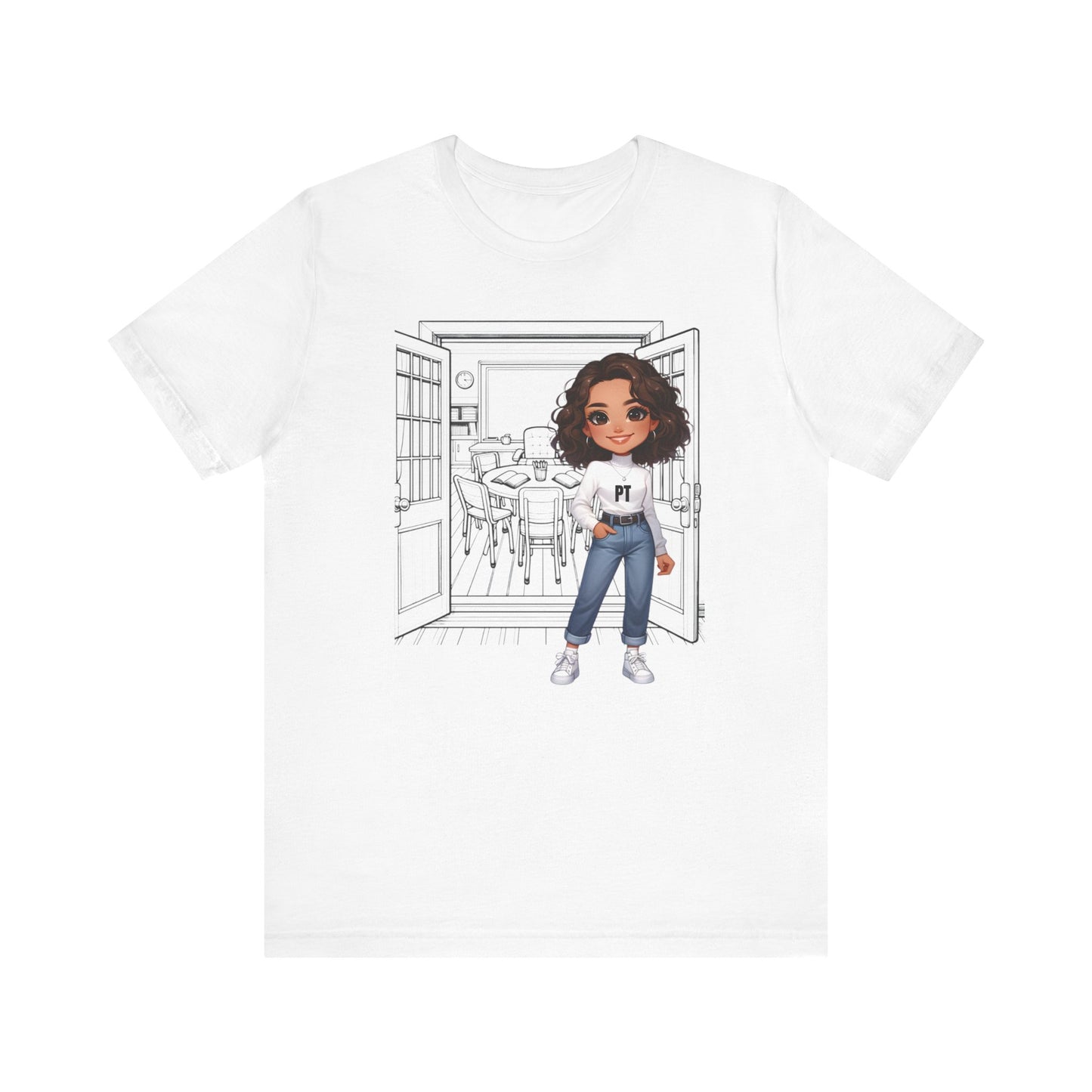 PT Caricature-school, (brown hair) Jersey Short Sleeve Tee