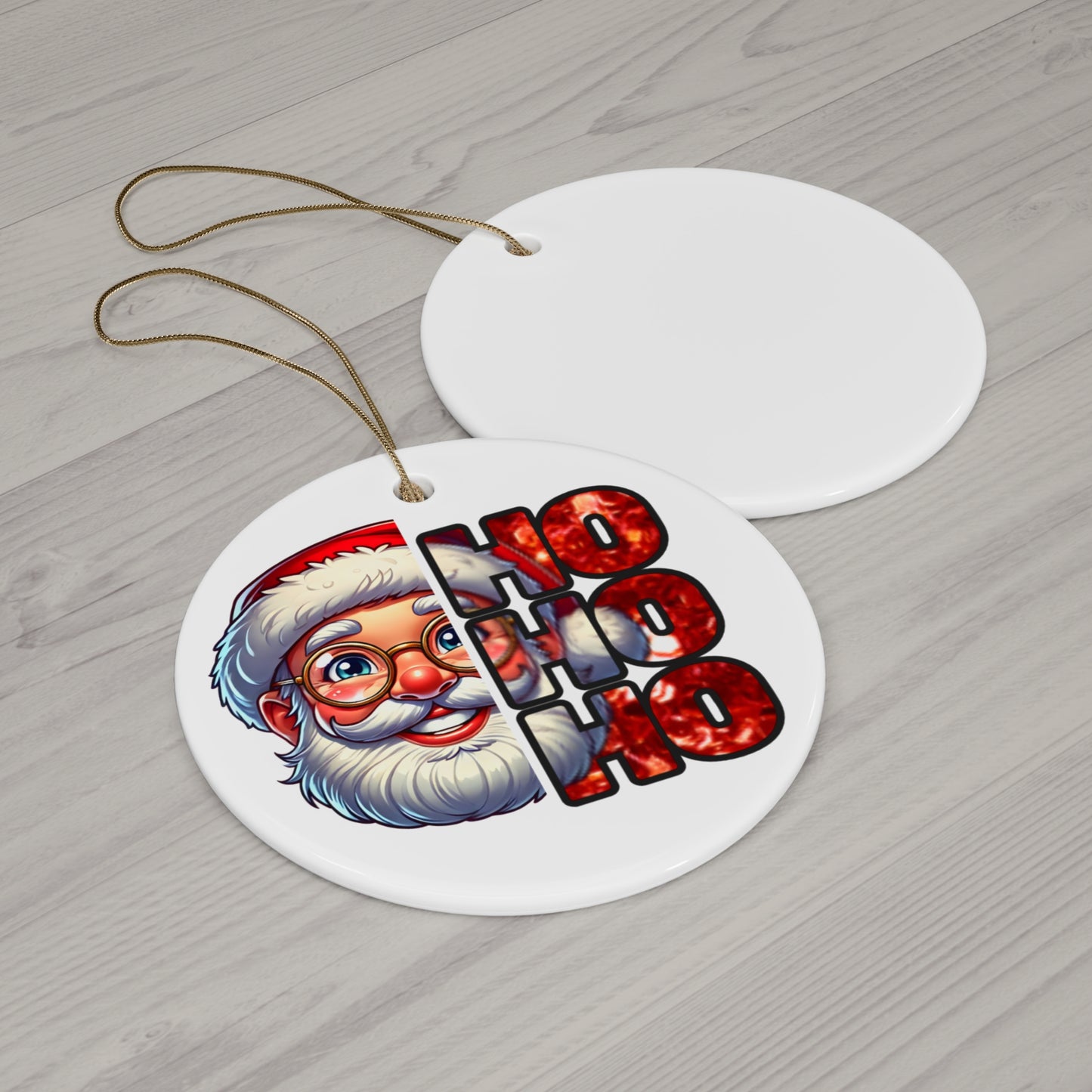 Split Design Santa Ceramic Ornament