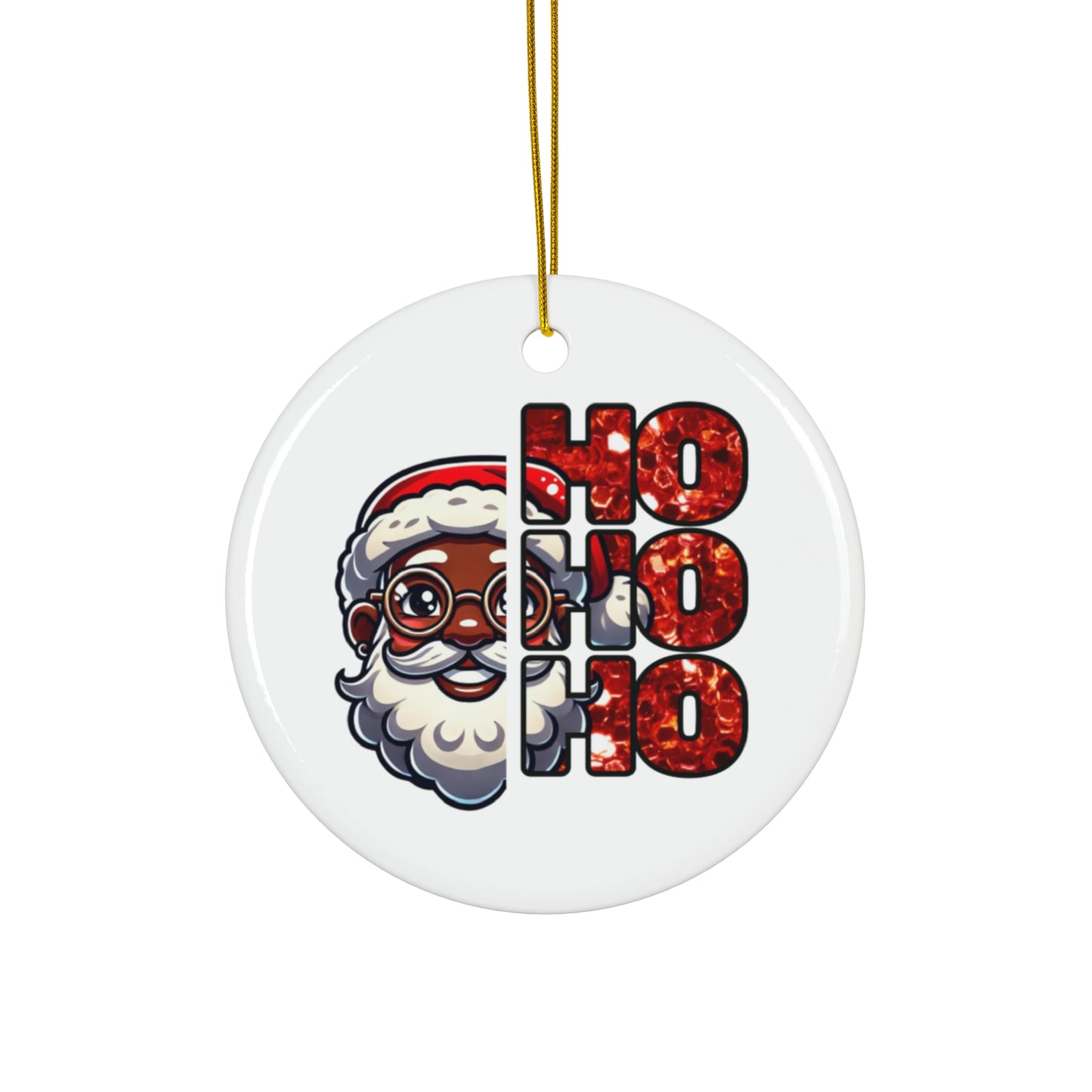 Split Design Santa Ceramic Ornament
