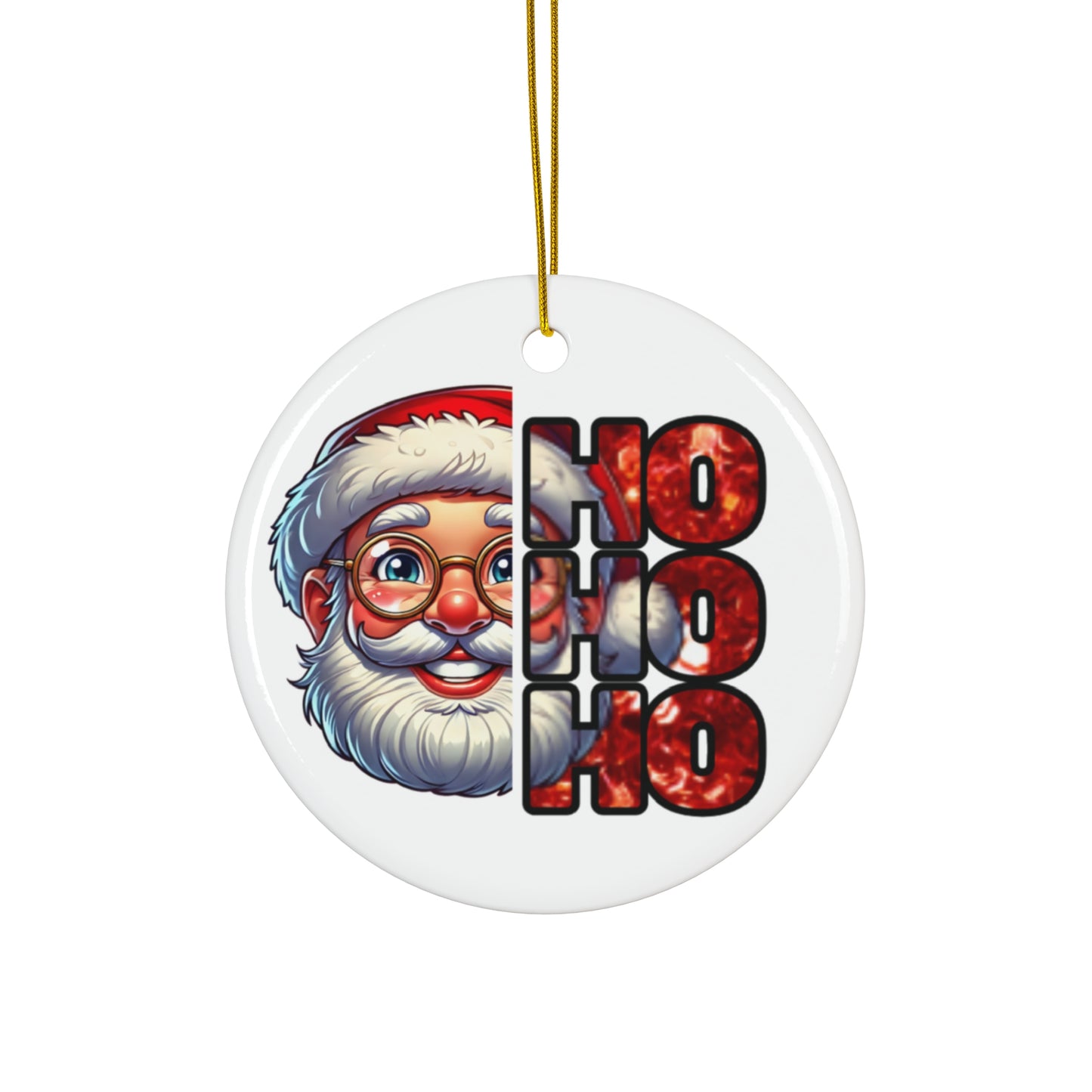 Split Design Santa Ceramic Ornament