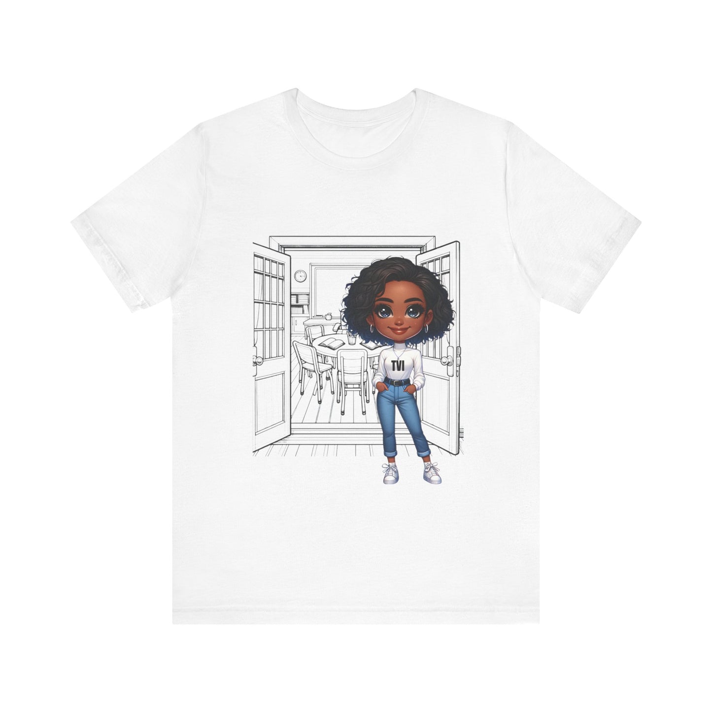 TVI (Teacher of the Visually Impaired), bl/braids, Jersey Short Sleeve Tee