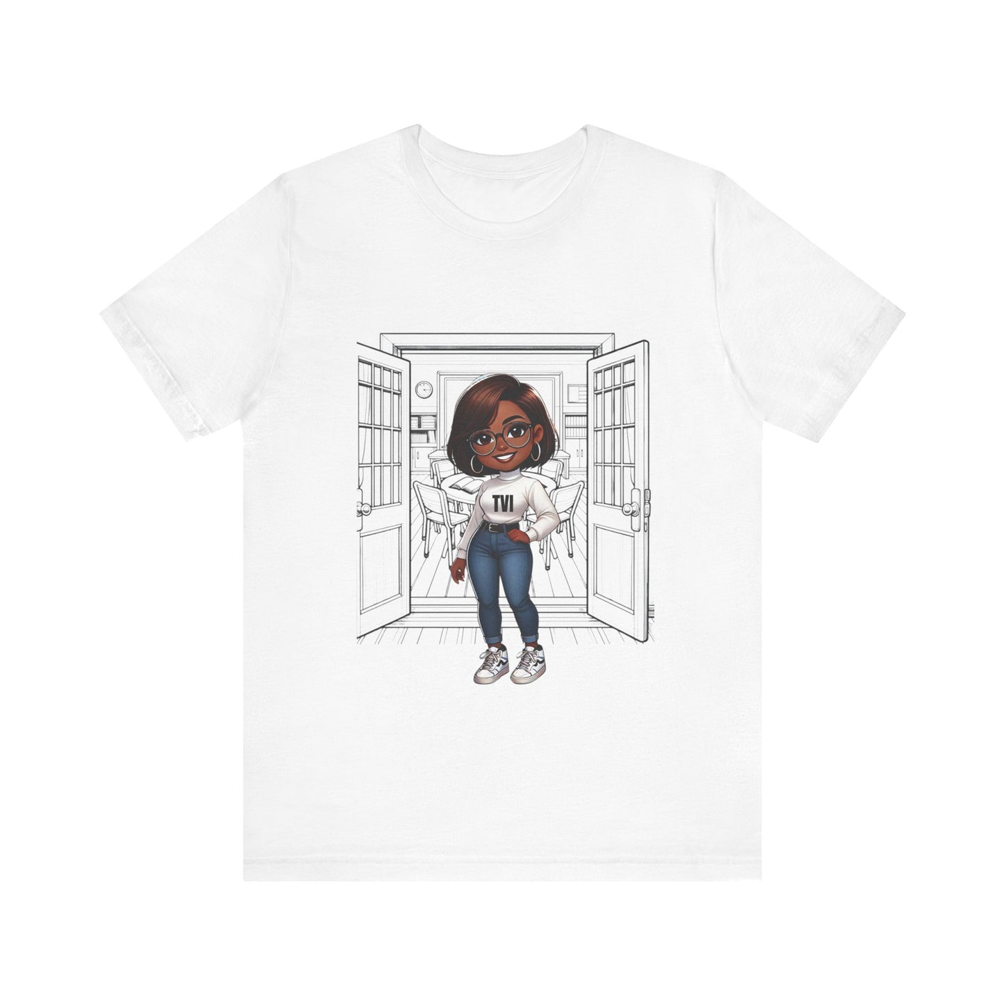 TVI (Teacher of the Visually Impaired), bl/brown, Jersey Short Sleeve Tee