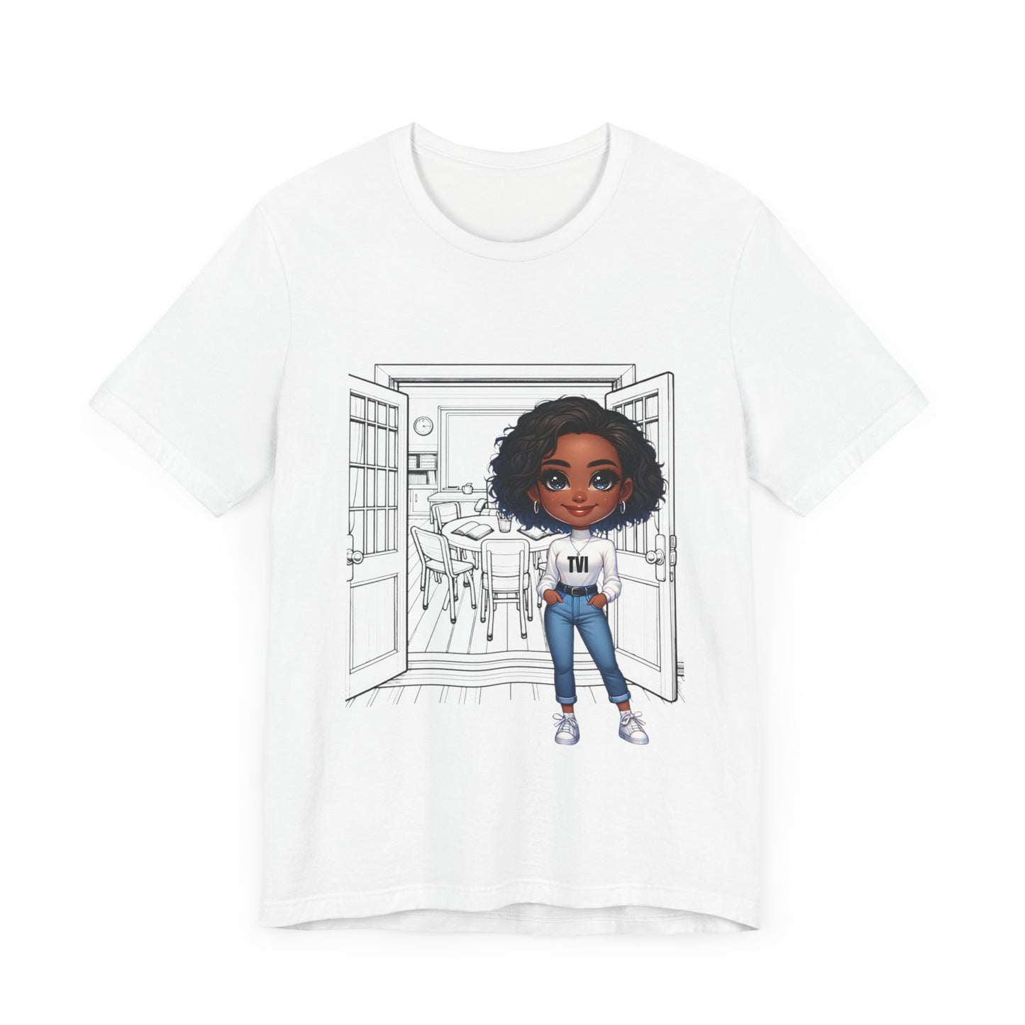 TVI (Teacher of the Visually Impaired), bl/braids, Jersey Short Sleeve Tee