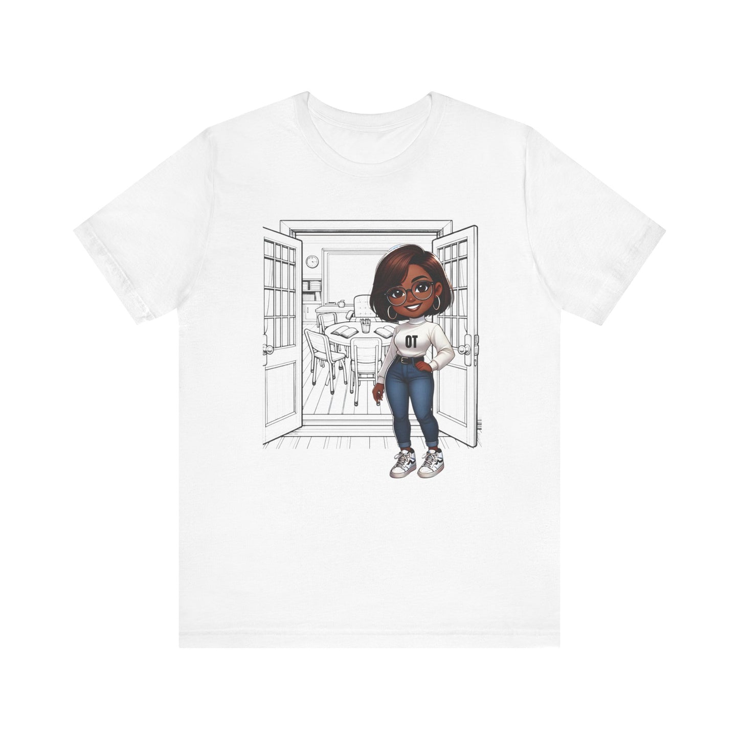 OT school, (BL, brown hair, glasses) Jersey Short Sleeve Tee