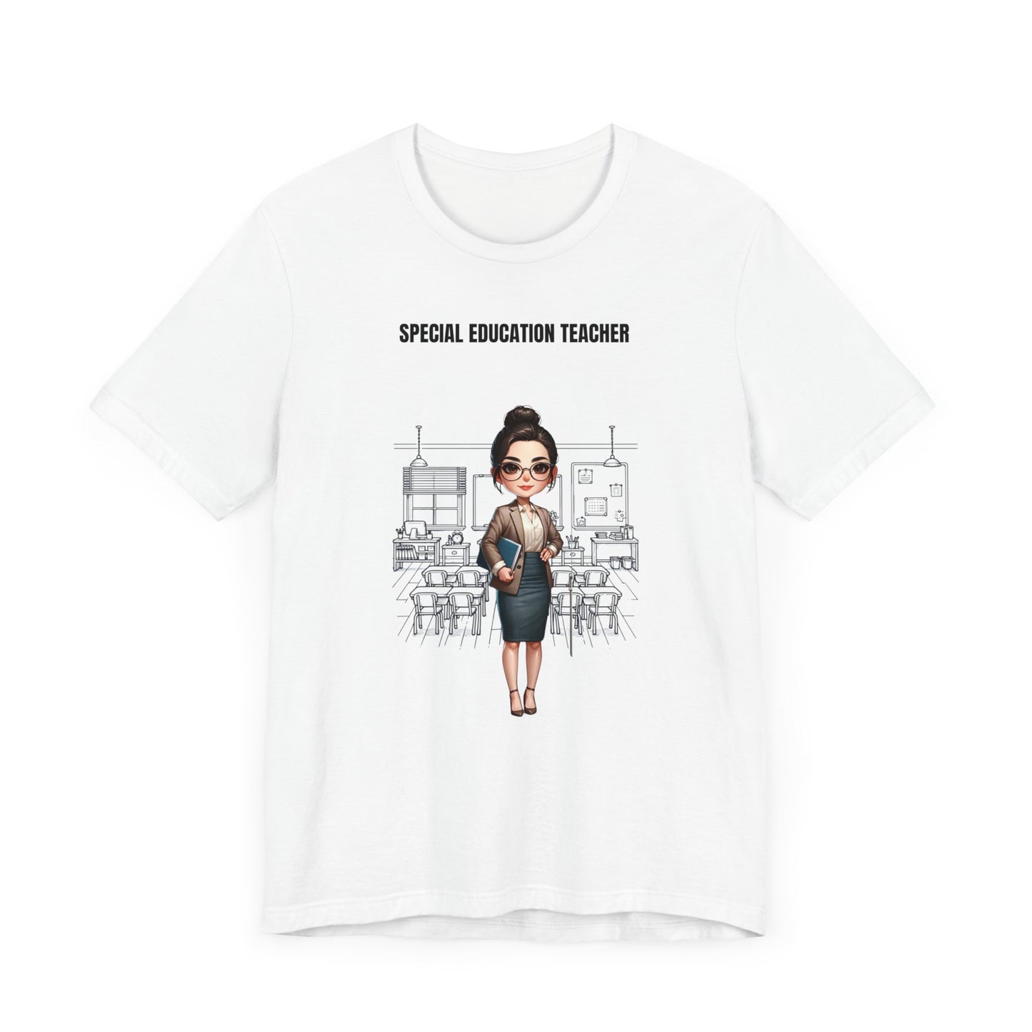 SPED (Special Education Teacher), black hair, glasses, Jersey Short Sleeve Tee