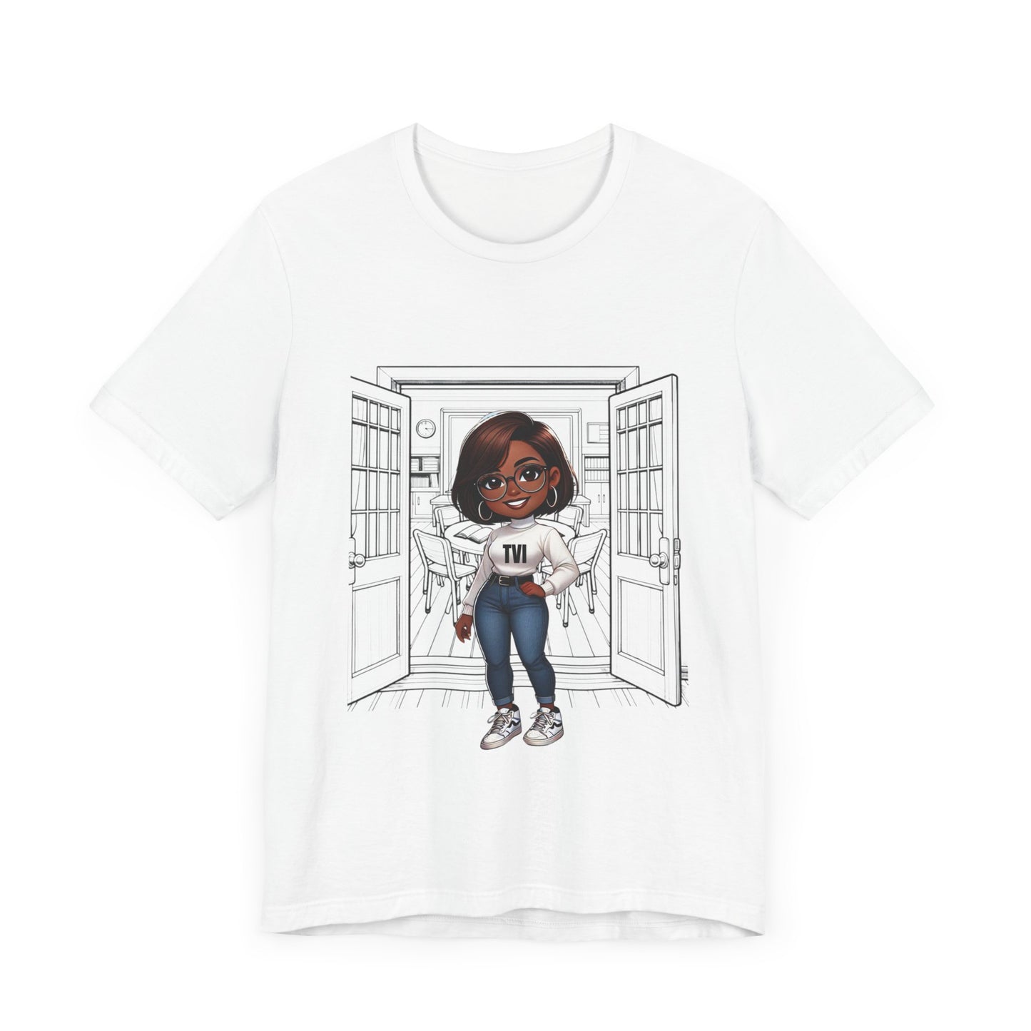 TVI (Teacher of the Visually Impaired), bl/brown, Jersey Short Sleeve Tee
