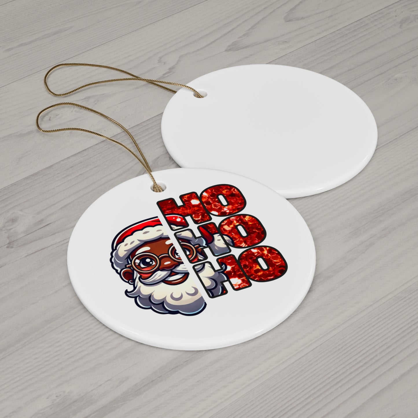Split Design Santa Ceramic Ornament