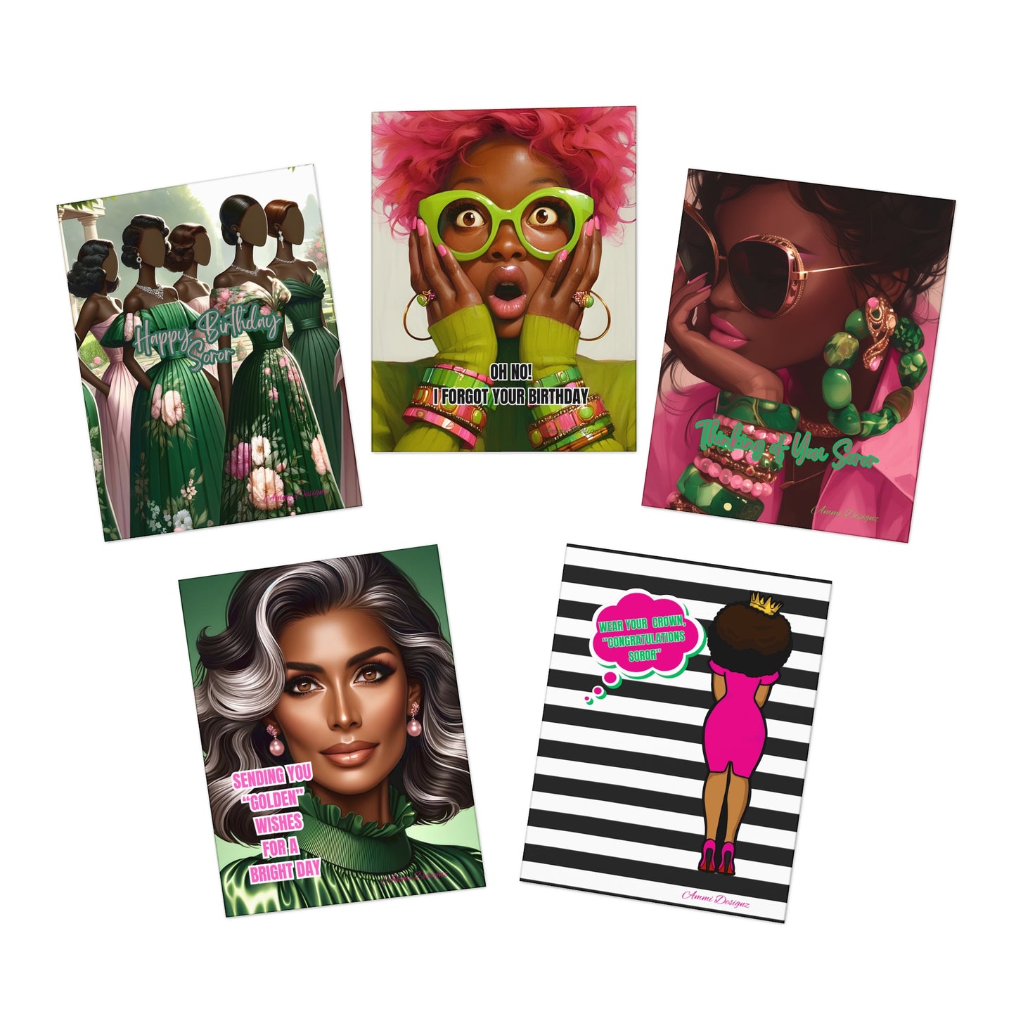 Multi-Design Greek-Inspired Greeting Cards (5-Pack) p/g