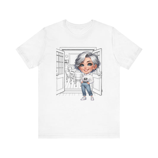 SLP Caricature (gray hair) Jersey Short Sleeve Tee