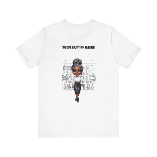SPED (Special Education Teacher), BL, gray hair, braids, Jersey Short Sleeve Tee