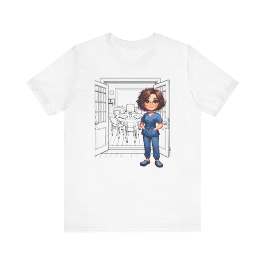 PT Caricature-school, (brown hair, glasses) Jersey Short Sleeve Tee