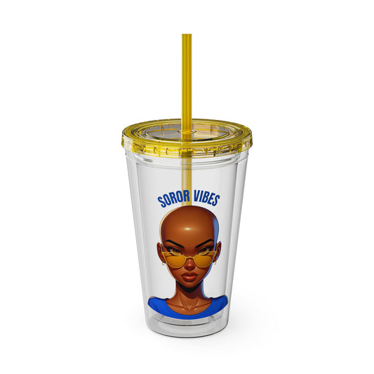 Soror Vibes b/g Sunsplash Tumbler with Straw, 16oz